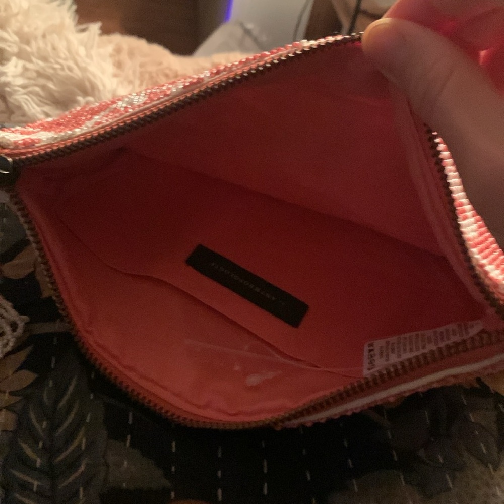 Anthropologie Peach and White Beaded Clutch - Picture 6 of 7